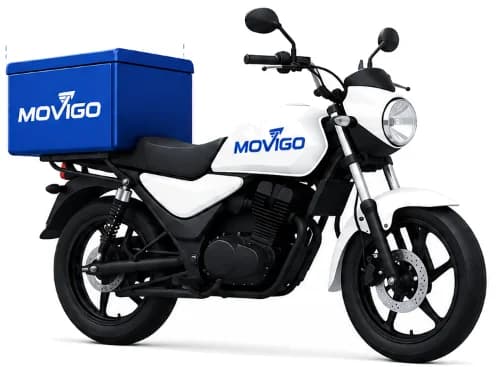 ब्रांडेड कार्गो बॉक्स वाली Movigo डिलीवरी बाइक